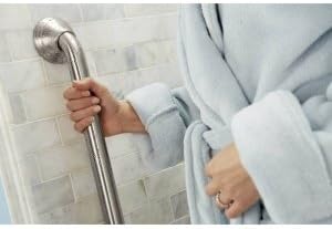 Moen LR8716D3GCH Bathroom Safety 16-Inch Designer Bathroom Grab Bar with Curled Grip, Chrome