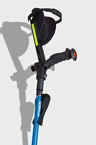 Ergobaum 7G Forearm Crutches for Adults (1 Pair-2 Units) — Ergonomic, Foldable with Shock Absorption, LED Light & Knee Rest | Adjustable 5'–6'6", Supports 360 lbs | Medical Aluminum (Blue)