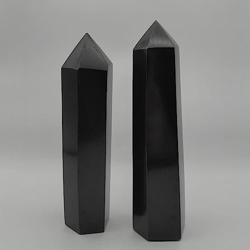 Large Black Tourmaline Crystal Point Wand - 1-1.5 lb Hexagonal Quartz Tower for Grounding Energy, Chakra Meditation & Home Decor | Raw Protection Stone