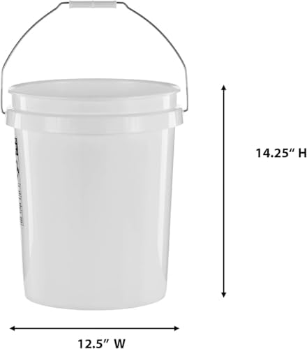 United Solutions 5-Gallon Heavy-Duty Buckets with Snap-On Lids, 6-Pack – BPA-Free, Food-Grade Plastic, Multi-Purpose Storage for Home, DIY, and Job Sites – White