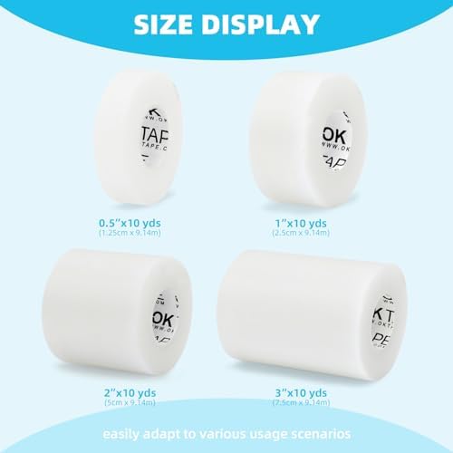 OK TAPE OKPore Transparent Medical Tape (Pack of 12) - First Aid Surgical Tape Hypoallergenic and Breathable for Wound Dressing Care, Latex Free, 1in x 10yds