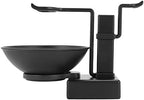 Bathroom Barber Men Metal Shaving Stand Set - Shave Brush Holder Shelf + Soap Mug Cup Bowl Black