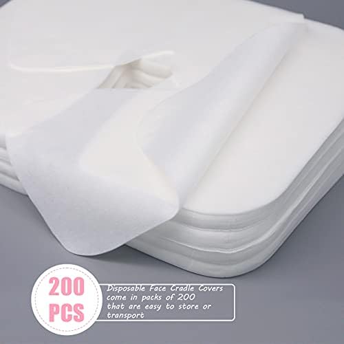 200 Count Disposable Face Cradle Covers–Medical-Grade Cotton, SPA Face Rest Covers Headrest Covers for Massage Tables Massage Chairs 14.17 x 10.6 inches/ 36 x 27 cm