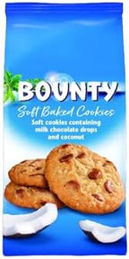Bounty-Soft Baked Cookies, Soft cookies containing milk chocolate drops and coconut, UK Product. (180g).