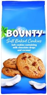 Bounty-Soft Baked Cookies, Soft cookies containing milk chocolate drops and coconut, UK Product. (180g).