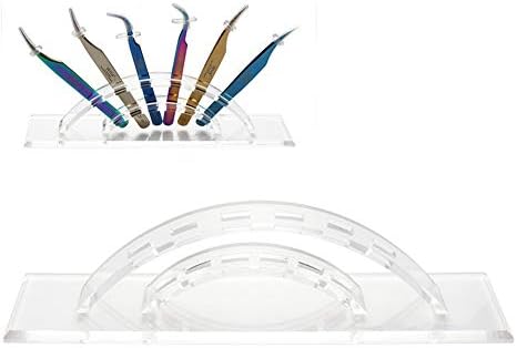 esowemsn 1PC 6 Holes Acrylic Tweezers Stand Holder Eyelash Extension Storage Rack Eyelash Tweezer Collecting Displaying Shelf Eyelashes Extension Supplies Accessories