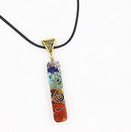COLORFUL BLING Healing Crystals Gemstone Chakra Om Symbol Pendant Necklace Lava Rock Bracelet Set Prosperity Reiki Wealth Money Fortune Positive Energy Quartz Yoga Meditation Jewelry for Women Men