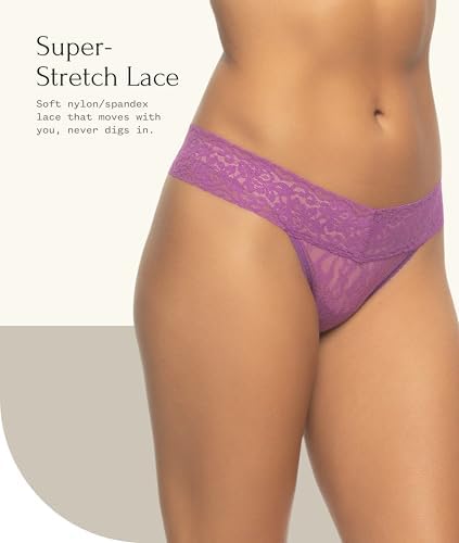 Felina Stretchy Lace Low Rise Thong - Sexy Underwear for Women, Thongs for Women, Seamless Panties for Women (6-Pack)
