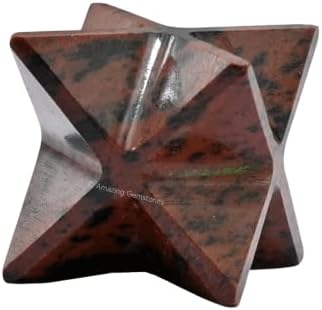 Amazing Gemstone Mahogany Obsidian Merkaba Crystal - 0.75 Inches Metaphysical Merkaba Star for Meditation - Energetic Tetrahedron Crystal and Healing Stones for Spiritual Growth and Healing (15-20mm)