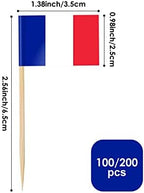 AhfuLife France Flag Toothpick Cocktail Picks, 100 Pcs Small France Cupcake Toppers, Mini French Stick Flags Double-sided for World Cup Decorations, French Party Decorations