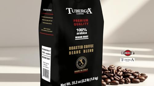 Tuberga Premium Quality 100% Arabica, Whole Bean Coffee, Medium Roast, 2.2 Ib Original Italian Coffee. (Pack of 1)
