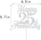 Kaoenla Happy 25th Anniversary Cake Topper - Silver Wedding Party Decor，25th/twenty-five marriage/Company Anniversary，25 Birthday Party Decor