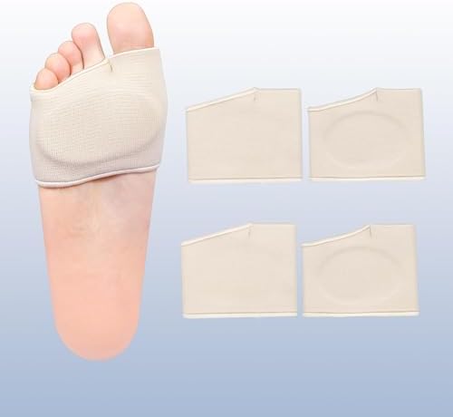 2 Pairs Metatarsal Pads with Gel Pad for Women and Men, Foot Pads for Ball Pain Relief, Morton's Neuroma, Metatarsalgia Support(Beige,Medium)