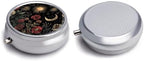Pill Box-3 Compartment Small Pill Case, Portable Round Pill Box for Pocket or Purse, Decorative Metal Medicine Vitamin Organizer. (The Beautiful Scenes at Night)