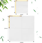 Fulmoon 200 Pcs Paper Napkins with Gold Foil Edge 2 Ply Cocktail Napkins Soft Disposable Golden Trim Lined Dinner Napkins Decorative Cocktail Napkin Paper for Wedding Birthday Anniversary (White)