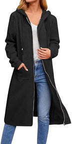 Zeagoo Women's Zip Up Hoodies Oversized Fleece Long Tunic Sweatshirts Casual Long Sleeve 2026 Fall Hoodie Jacket Coat