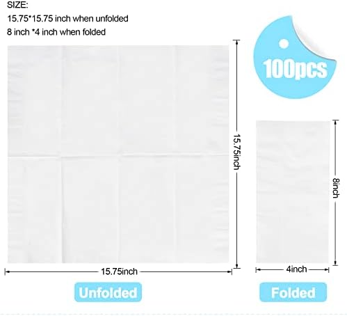 1/8 Fold 100 Pack Paper Napkins Guest Towels Disposable, Premium Quality 2-ply Dinner Napkins Disposable Soft, Absorbent, Party Napkins Wedding Napkins for Kitchen, Dinners or Events