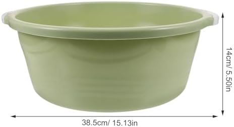 2 Pack Large Plastic Wash Basin 15 Inch, Round Washbasin for Face & Foot Soaking, Thickened Laundry Dish Pan for Kitchen Sink, Bathroom, Dormitory, Camping (Green)