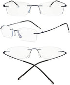KOOSUFA Frameless Reading Glasses Blue Light Blocking Rimless Readers Lightweight Rectangle Eyeglasses for Men Women