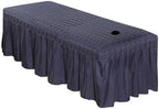 1pcs Solid Beauty Salon Bedskirt ONLY for Salon Massage Table Bed Sheet Bedspread SPA Beauty Bed Sheet Full Cover with Hole, 74.8x31.4inch (Navy)