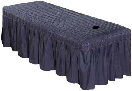 1pcs Solid Beauty Salon Bedskirt ONLY for Salon Massage Table Bed Sheet Bedspread SPA Beauty Bed Sheet Full Cover with Hole, 74.8x31.4inch (Navy)