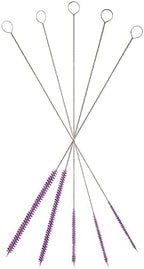 10" Tube Cleaning Brush Set, 5 Pack Small, Extra Long Nylon Straw Brushes with Flexible Handles for Bottles, Cleaning Straws, Pipe Cleaners, Keyboard, Glass, Guns, Detailing and Deep Cleaning, Purple