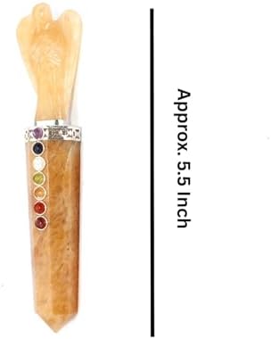 Jet Golden Quartz Angel Chakra Wand Stick Approx. 5-5.5 inch Energized Charged Cleansed Programmed Pure Genuine Stick Free Booklet Jet International Crystal Therapy Balancing IMAGE IS JUST A REFERENCE