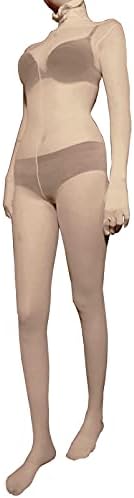 leesuo Women Men Velvet Sheer Full Bodystocking High Elastic See Through Sheer Bodysuit Catsuit with Half Hood Gloves Toes