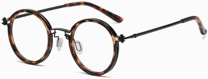 HD Metal Round Computer Readers Anti Blue Light Anti UV Reading Glasses Eyewear Flat Light Mirror for Men/Women