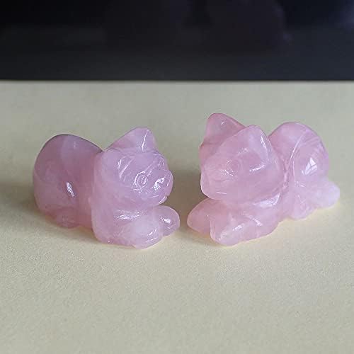Generic Hand Carved Mixed gemstome Crystal cat Animal Figurine Animal Carving Rose Quartz