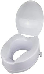 Mobiclinic®, Raised toilet seat, With toilet lid, 6 inches, Adaptable to oval toilets, Lateral fixation system, Toilet lift seat for the elderly, Spanish brand, model Titán