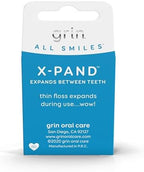 GRIN X-Pand Floss Box, Expands Between Teeth, 55 Yards (50.3m), Minty Flavor, Recyclable Packaging, 165 Feet of Strong Fine Dental Floss, No More Plastic Container, No Shredding or Breaking