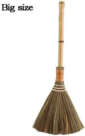 Natural Strew Broom Floor Hair Fur Brush Bamboo Handle Indoor Sweeping Brush