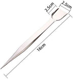 2 Pcs Stainless Steel Tweezer with Scoop Handy Pointed Tips Tweezer for Beads Stones Gems Diamond