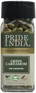 Pride of India Green Cardamom Whole 1.5 oz | Elaichi Pods for Sweet & Savoury Dishes | Bold & Intensely Aromatic Indian Spice for Curry, Biryani, Masala Tea, Baking, Drinks & Desserts