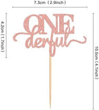 Ercadio 24 Pack Onederful Cupcake Toppers Rose Gold Glitter Onederful Cupcake Picks Onederful Cupcake Decorations for Baby Shower Kids first Birthday Theme Party Cake Decoration Supplies