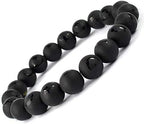 Aleafa Armlet Presents Natural Black Onyx Self Bracelet Crystal Stone 10 Mm Round Bead Bracelet for Reiki and Crystal Stones (Color : Black) #Aport-4706