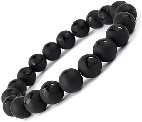 Aleafa Armlet Presents Natural Black Onyx Self Bracelet Crystal Stone 10 Mm Round Bead Bracelet for Reiki and Crystal Stones (Color : Black) #Aport-4706