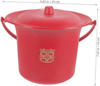 Lurrose Spittoon Bucket Toilet Chamber pots Urine pots with lid Portable Toilets Pee jug Chinese Chamber Pot Plastics Urine pots Urine Buckets with lids Kids Happy Word Elderly Indoor