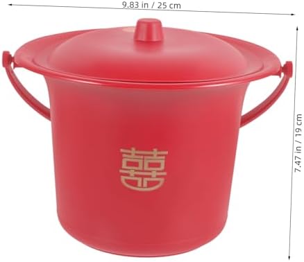 Lurrose Spittoon Bucket Toilet Chamber pots Urine pots with lid Portable Toilets Pee jug Chinese Chamber Pot Plastics Urine pots Urine Buckets with lids Kids Happy Word Elderly Indoor