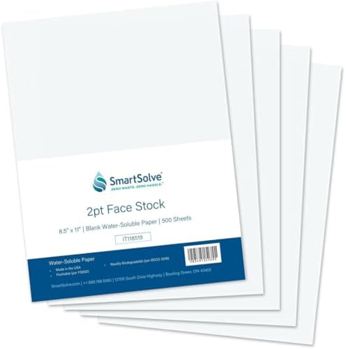 2 pt. Water-Soluble Bio-Based Paper | Dissolves Quickly in Water | Biodegradable | Eco-Friendly | Tracing, Sewing Patterns, Crafts | Letter Size 8.5” x 11” | Pack of 500 White Sheets