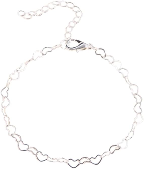 Hollow Love Heart Link Chain Bracelet Sterling Steel Bracelet for Women