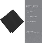 Elrene Home Fashions Villeroy & Boch La Classica Luxury Linen Fabric Napkin (Set of 4), 21"x21", Black