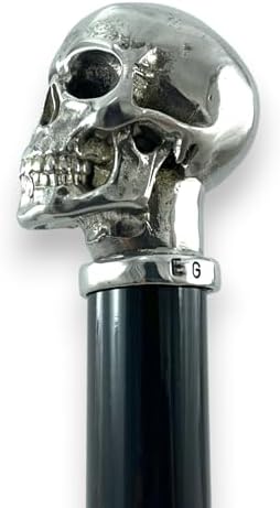 Italy - Designer Men's Wooden Walking Cane - Italian Handcrafted with Pure Pewter Handle - Solid Wood Stick