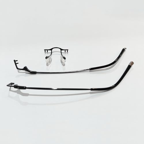 1 Pair Metal Frame Temple Arms Titanium Rimless Glasses Legs and Stainless Steel Nose Bridge Glasses Replacement Temple Eyewear Frame Temple with Double Rubber Plug（Black)