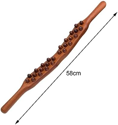 Wooden Massage Stick Guasha Scraping Stick Handheld 26 Beads Point Gua Sha Stick Body Massage for Waist/Back/Shoulder/Thigh/Leg