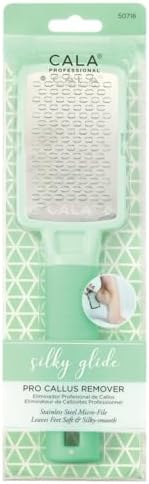 CALA Silky Glide Pro Callus Remover Foot File (Mint), Stainless Steel Micro-File Wide Surface for Wet/Dry Skin, Ultra-Soft Handle for Comfort & Control, Reusable, Easy-Clean
