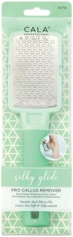 CALA Silky Glide Pro Callus Remover Foot File (Mint), Stainless Steel Micro-File Wide Surface for Wet/Dry Skin, Ultra-Soft Handle for Comfort & Control, Reusable, Easy-Clean