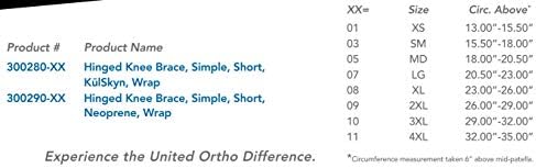 United Ortho 300280-05 Short KulSkyn Wraparound Hinged Knee Brace, Medium