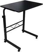 Over-Bed Tables, Adjustable Lap Table Portable with Metal Frame Rolling castors Mobile Stand Desk cart Tray Side Table